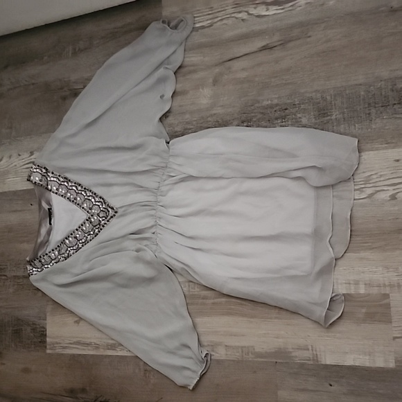 Uptown Vibe Beaded V Neck Dress - Picture 1 of 7